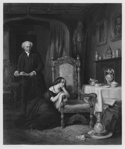 Den tomme stolen, Abbotsford, fra bildet i Royal Collection (gravering) av William (after) Allan