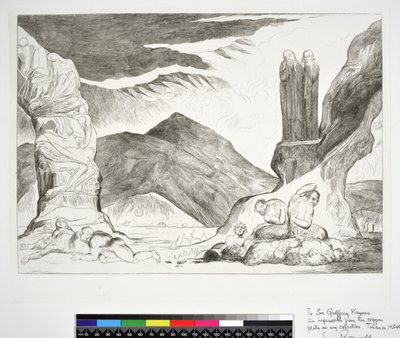 The Circle of the Falsifiers: Dante og Virgil som dekker nesen på grunn av stanken, Inferno, Canto XXIX, illustrasjon til 