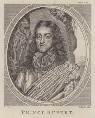Prins Rupert av Rhinen , tysk soldat som kjempet på den royalistiske siden i den engelske borgerkrigen (gravering) av William (after) Dobson