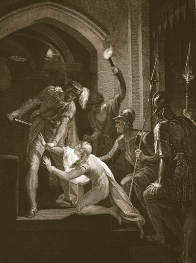 Death of Arthur, gravert av J. Fittler, illustrasjon fra David Humes 