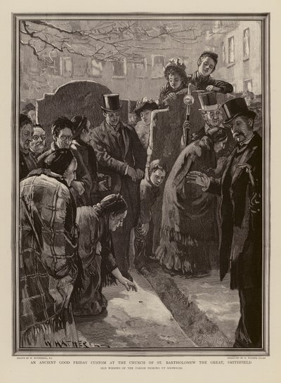 Langfredag i kirken St. Bartholomew the Great, Smithfield (gravering) av William (after) Hatherell