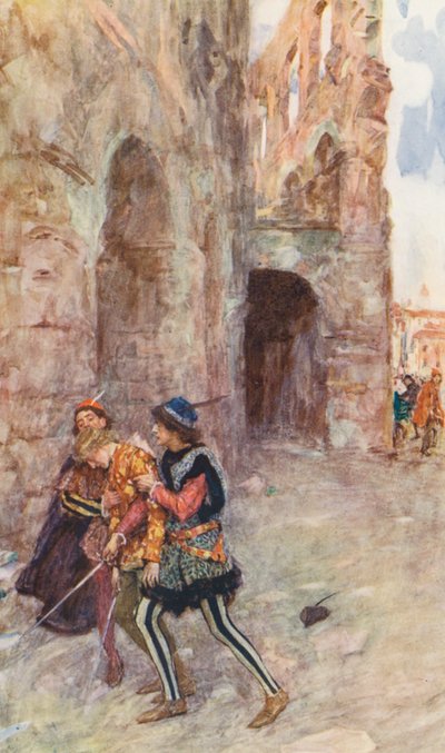Shakespeares Romeo og Julie: Akt III, Scene I (fargelitografi) av William (after) Hatherell
