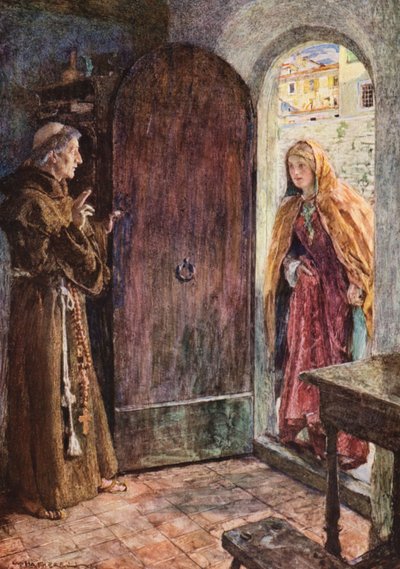 Shakespeares Romeo og Julie: Akt II, Scene VI (fargelitografi) av William (after) Hatherell