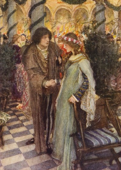 Shakespeares Romeo og Julie: Akt I, Scene V (fargelitografi) av William (after) Hatherell