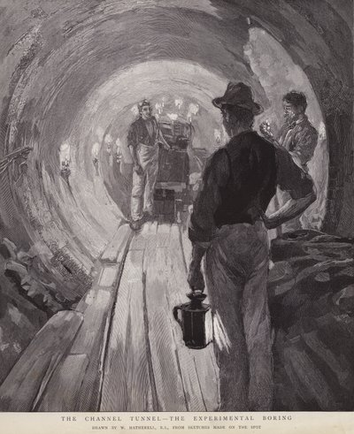 Kanaltunnelen - The Experimental Boring (litho) av William (after) Hatherell