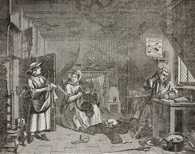Plaget poet, etter maleri av William Hogarth av William (after) Hogarth