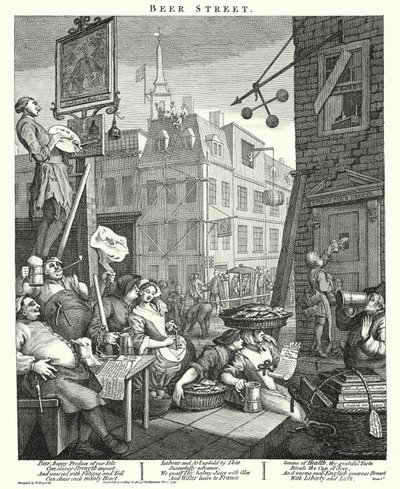 Beer Street (gravering) av William (after) Hogarth