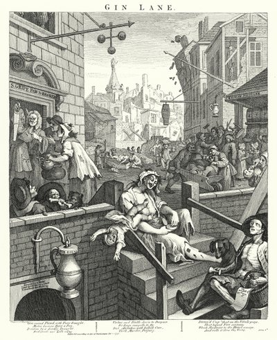 Gin Lane (gravering) av William (after) Hogarth
