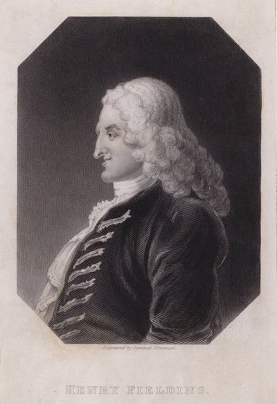 Henry Fielding , engelsk romanforfatter og dramatiker (gravering) av William (after) Hogarth