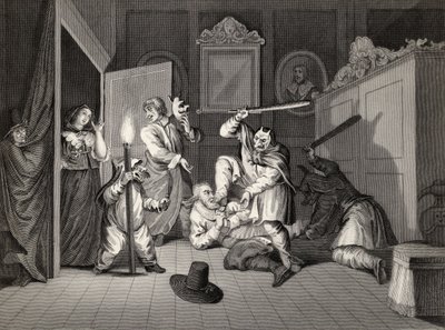 Hudibras Catechiz#39;d, fra #39;Hudibras#39; av Samuel Butler (1612–80) gravert av George Presbury, fra #39;The Works of William Hogarth#39;, utgitt 1833 (lito) av William (after) Hogarth
