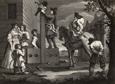 Hudibras leder Crowdero i triumf, fra «Hudibras» av Samuel Butler (1612–80) gravert av J. Romney, fra «The Works of William Hogarth», utgitt 1833 (lito) av William (after) Hogarth