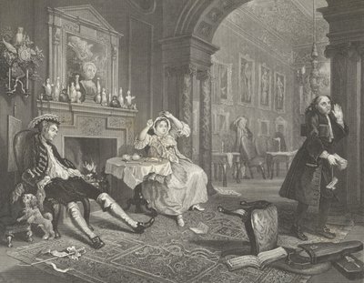 Ekteskap a la Mode av William (after) Hogarth