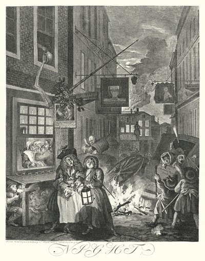 Natt (gravering) av William (after) Hogarth