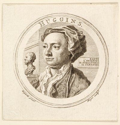Portrett av William Huggins, pub. 1760 (gravering) av William (after) Hogarth