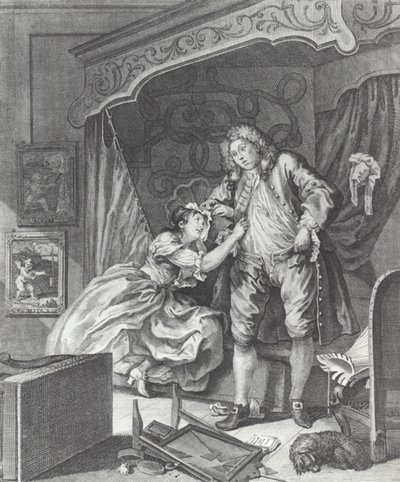 Kvinne blir prostituert i 1700-tallets England (gravering) av William (after) Hogarth