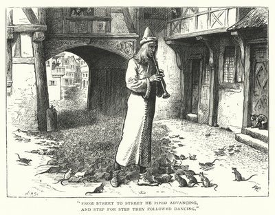 The Pied Piper of Hamelin (gravering) av William (after) Ralston