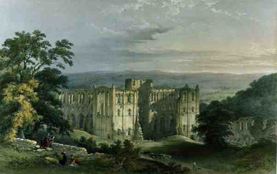 Rievaulx Abbey i Rye Valley, fra 