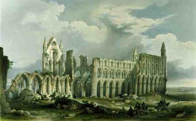 Whitby Abbey fra sørvest, fra 