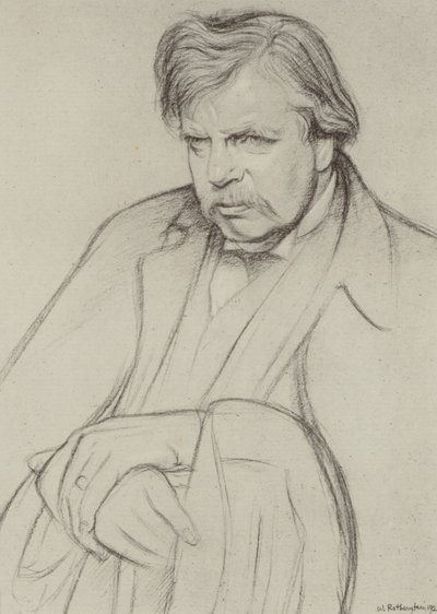 GK Chesterton (litho) av William (after) Rothenstein