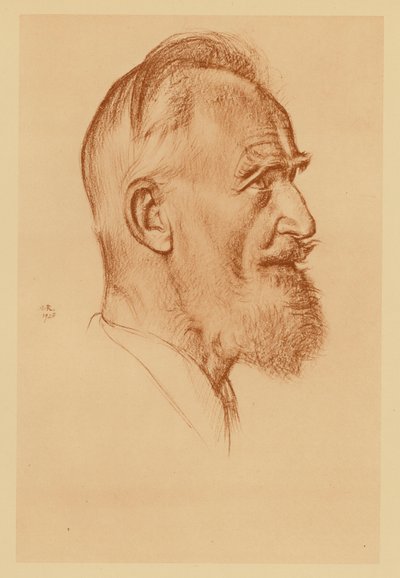 Portrett av George Bernard Shaw (lito) av William (after) Rothenstein
