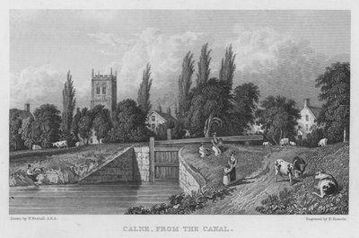 Calne, fra kanalen (gravering) av William (after) Westall