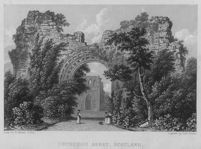 Dryburgh Abbey, Skottland (gravering) av William (after) Westall