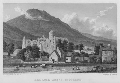 Melrose Abbey, Skottland (gravering) av William (after) Westall