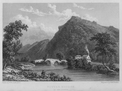 Nottar Bridge, på Lynher (gravering) av William (after) Westall