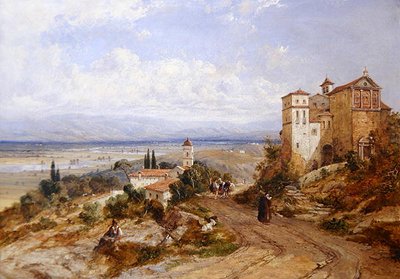 To klostre i Nemi, Italia av William (attr. to) Oliver