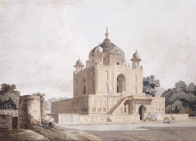 Mausoleet til Sultan Parviz, nær Allahabad (blyant, penn og svart blekk, m/c) av William (circle of) Daniell