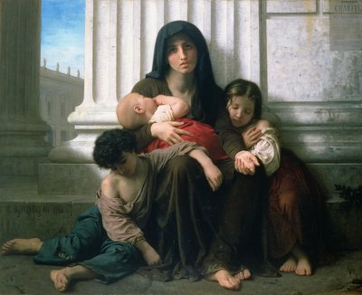 Veldedighet eller den fattige familien", 1865 av William Adolphe Bouguereau