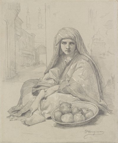 Nordafrikansk jente som selger granatepler, sent på 1800-tallet av William Adolphe Bouguereau