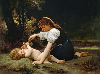 Ung kvinne og barn, 1881 av William Adolphe Bouguereau