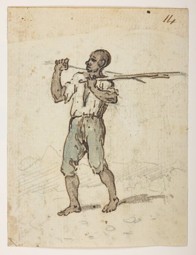 14 Innbygger i St. Jago.  fra et album med 372 tegninger av landskap, kystlinjer, kostymer og hverdagsliv laget under Lord Macartneys ambassade til keiseren av Kina, mellom 1792 og 1794 (blyant og akvarell på papir) av William Alexander