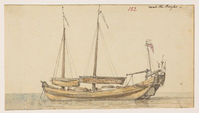 152 Båt «nær Payho».  , fra et album med 372 tegninger av landskap, kystlinjer, kostymer og hverdagsliv laget under Lord Macartneys ambassade til keiseren av Kina, mellom 1792 og 1794 (blyant og akvarell på papir) av William Alexander