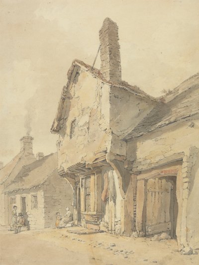 En landsbygate, figurer av gamle hytter av William Alexander