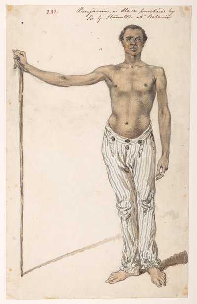 Benjamin - en slave kjøpt av Sir G. Staunton i Batavia.’Album med 278 tegninger av landskap, kystlinjer, kostymer og hverdagsliv laget under Lord Macartneys ambassade til keiseren av Kina. Mellom 1792 og 1794. Kunstner(e): Alexander, William (1767- av William Alexander