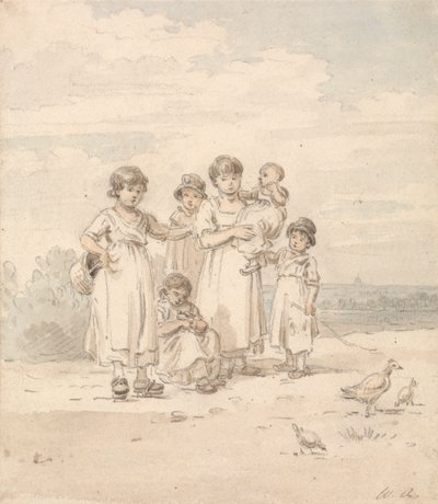 Gruppe engelske barn: Distant View of St. Paul's av William Alexander