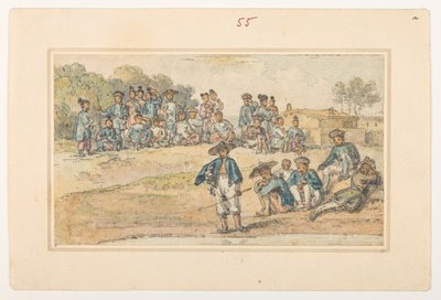 f.11 55 Studier av kinesisk,  fra et album med 372 tegninger av landskap, kystlinjer, kostymer og hverdagsliv laget under Lord Macartneys ambassade til keiseren av Kina, mellom 1792 og 1794 (blyant og akvarell på papir) av William Alexander