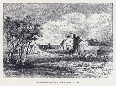 Farnham Castle for et århundre siden (gravering) av William Alexander Ansted