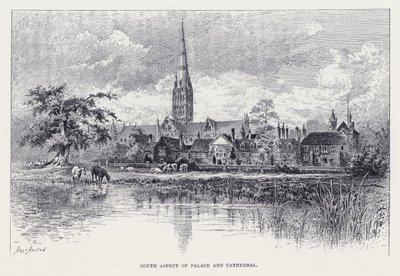 Sør-aspektet av palasset og katedralen (gravering) av William Alexander Ansted
