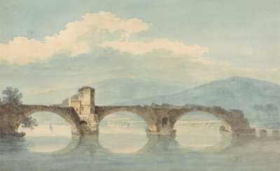 En bro over Arno (?) av William Alfred Delamotte