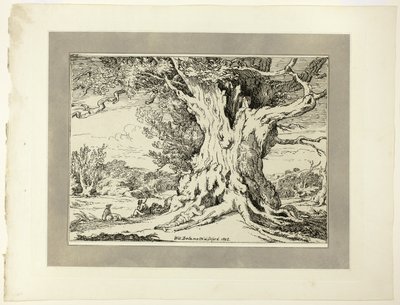 Resting, Men and Dogs Under a Big Tree, fra den første utgaven av Specimens of Polyautography av William Alfred Delamotte