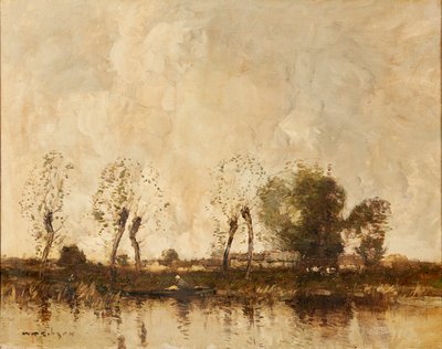 En nederlandsk vannvei (olje på lerret) av William Alfred Gibson