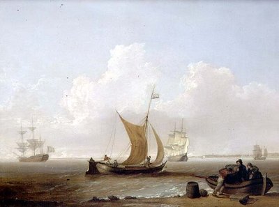 En nederlandsk kaag og annen nederlandsk frakt utenfor kysten av Holland av William Anderson