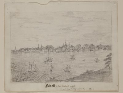 Detroit, ca. 1837 (grafittblyant på hvitt vevd papir) av William Asa Raymond