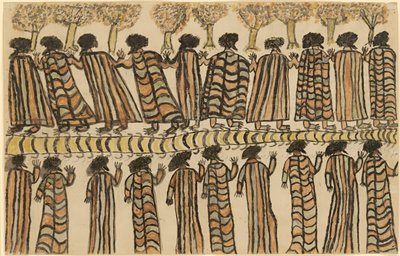 Figurer i possum-hudkapper av William Barak