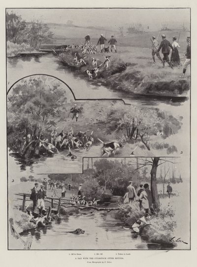 En dag med Culmstock Otter Hounds av William Barnes Wollen