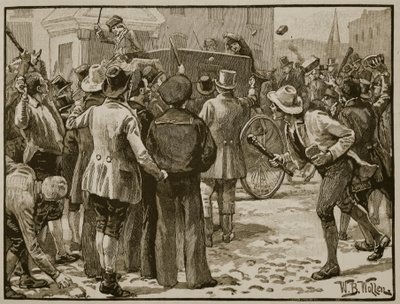 Angrep på Sir Charles Wetherell i Bristol, illustrasjon fra 