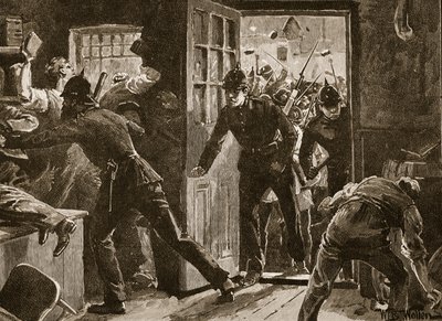 Kamp ved Ennis mellom National Leaguers and Police, 1886, illustrasjon fra 